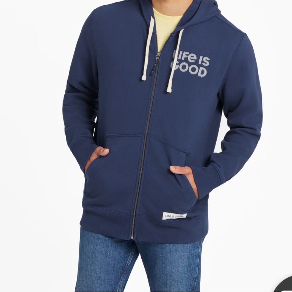Life is Good Long Navy Blue Hoodie Size XXL